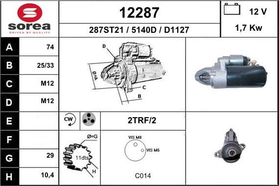 EAI 12287 - Стартер mashina-shop.ru