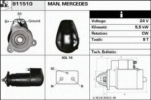 EDR 911510 - Стартер mashina-shop.ru