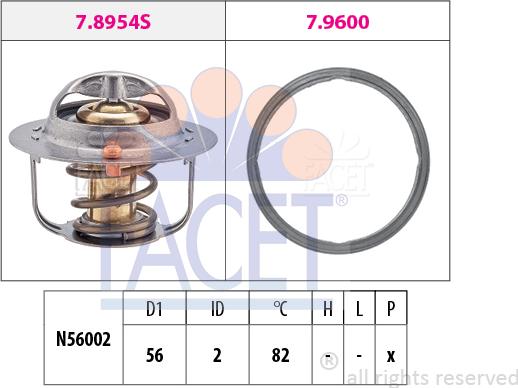 FACET 7.8954 - Термостат охлаждающей жидкости / корпус mashina-shop.ru