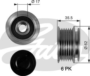 Gates OAP7044 - Шкив генератора, муфта mashina-shop.ru