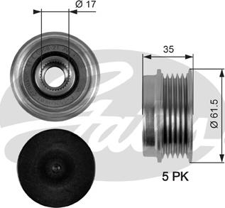 Gates OAP7033 - Шкив генератора, муфта mashina-shop.ru