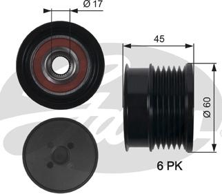 Gates OAP7156 - Шкив генератора, муфта mashina-shop.ru