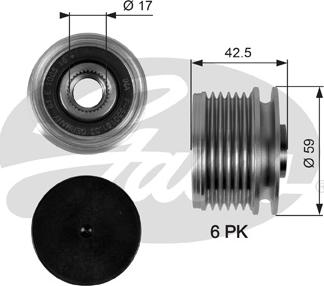 Gates OAP7106 - Шкив генератора, муфта mashina-shop.ru