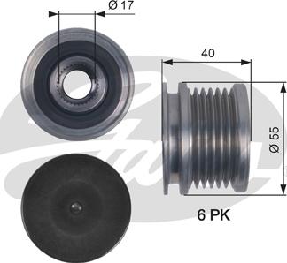 Gates OAP7114 - Шкив генератора, муфта mashina-shop.ru