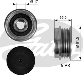 GATES-SEA OAP7041 - Шкив генератора, муфта mashina-shop.ru