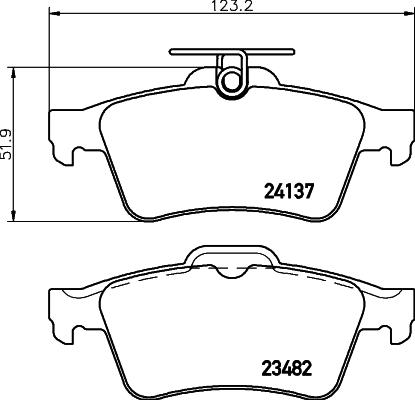 HELLA 8DB 355 029-631 - Тормозные колодки, дисковые, комплект mashina-shop.ru