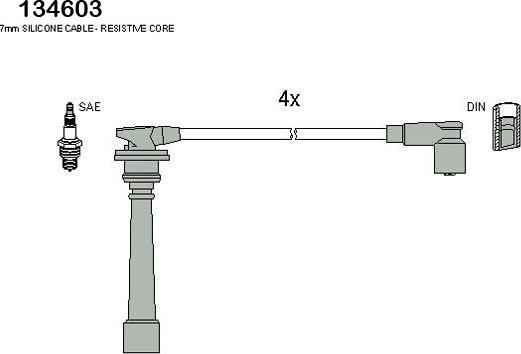 HITACHI 134603 - Комплект проводов зажигания mashina-shop.ru