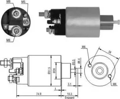 Hoffer 6646099 - Тяговое реле, соленоид, стартер mashina-shop.ru