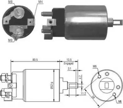 Hoffer 6646098 - Тяговое реле, соленоид, стартер mashina-shop.ru