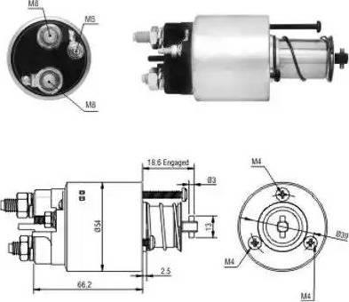 Hoffer 6646054 - Тяговое реле, соленоид, стартер mashina-shop.ru