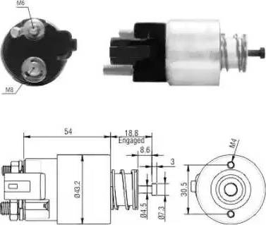 Hoffer 6646155 - Тяговое реле, соленоид, стартер mashina-shop.ru