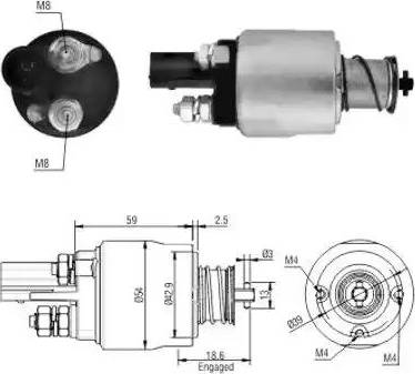 Hoffer 6646126 - Тяговое реле, соленоид, стартер mashina-shop.ru