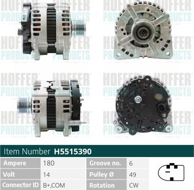 Hoffer H5515390 - Генератор mashina-shop.ru