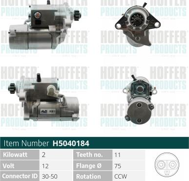 Hoffer H5040184 - Стартер mashina-shop.ru