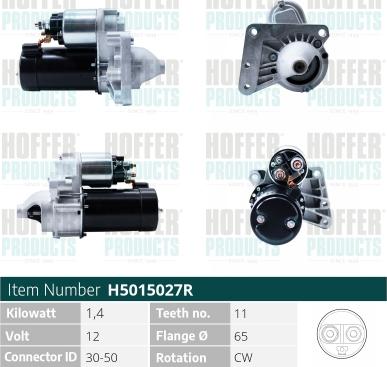 Hoffer H5015027R - Стартер mashina-shop.ru