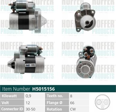 Hoffer H5015156 - Стартер mashina-shop.ru