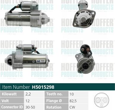 Hoffer H5015298 - Стартер mashina-shop.ru