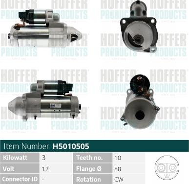 Hoffer H5010505 - Стартер mashina-shop.ru