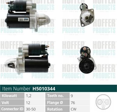 Hoffer H5010344 - Стартер mashina-shop.ru