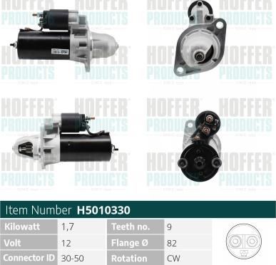 Hoffer H5010330 - Стартер mashina-shop.ru