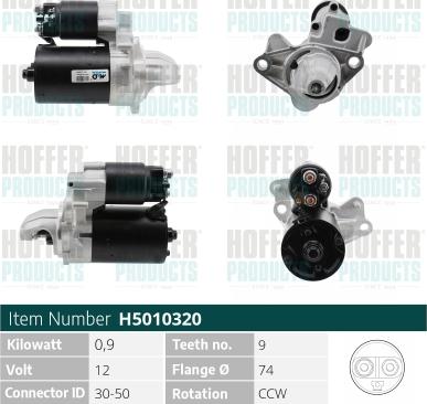 Hoffer H5010320 - Стартер mashina-shop.ru