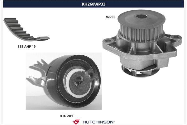 Hutchinson KH 268WP33 - Водяной насос + комплект зубчатого ремня ГРМ mashina-shop.ru