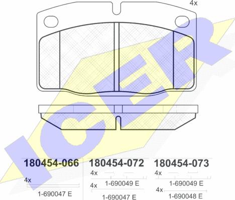 Icer 180454 - Тормозные колодки, дисковые, комплект mashina-shop.ru