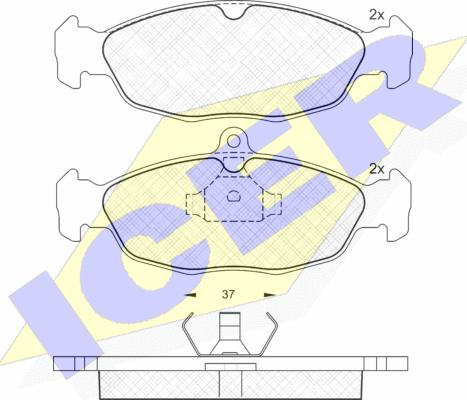 Icer 180858 - Тормозные колодки, дисковые, комплект mashina-shop.ru