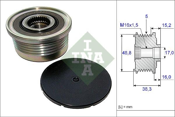 INA 535 0048 10 - Шкив генератора, муфта mashina-shop.ru