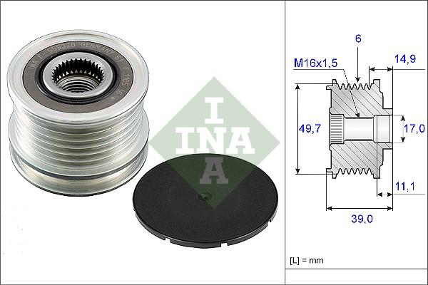 INA 535 0050 10 - Шкив генератора, муфта mashina-shop.ru