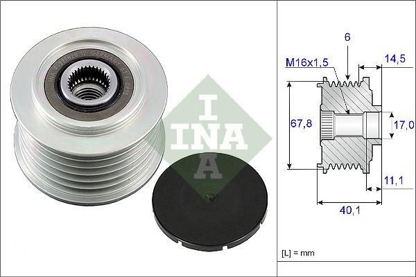 INA 535 0052 10 - Шкив генератора, муфта mashina-shop.ru