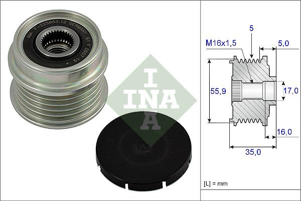 INA 535 0004 10 - Шкив генератора, муфта mashina-shop.ru