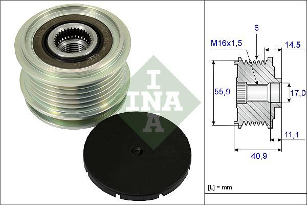 INA 535 0012 10 - Шкив генератора, муфта mashina-shop.ru