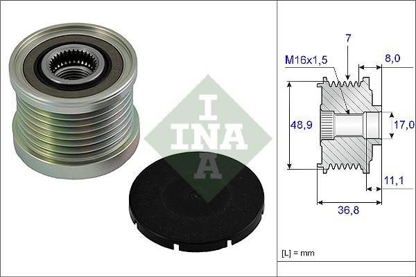 INA 535 0081 10 - Шкив генератора, муфта mashina-shop.ru