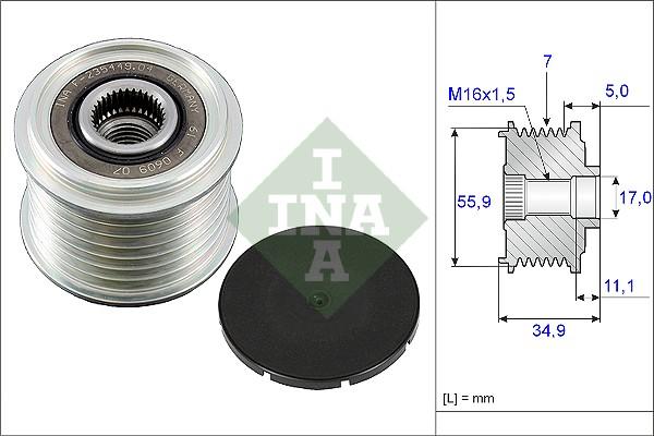 INA 535 0083 10 - Шкив генератора, муфта mashina-shop.ru