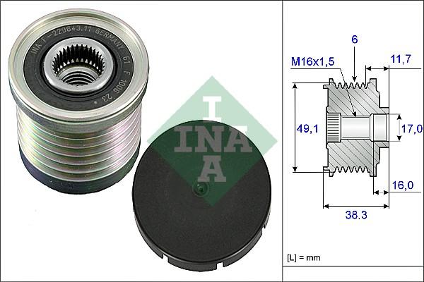 INA 535 0030 10 - Шкив генератора, муфта mashina-shop.ru