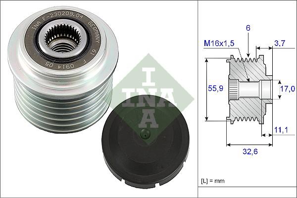 INA 535 0032 10 - Шкив генератора, муфта mashina-shop.ru