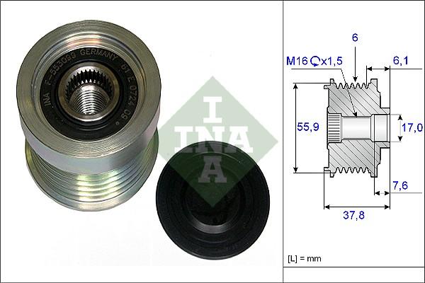 INA 535 0072 10 - Шкив генератора, муфта mashina-shop.ru