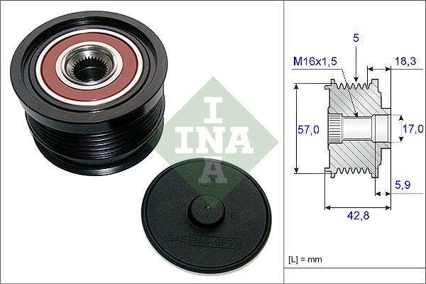 INA 535 0191 10 - Шкив генератора, муфта mashina-shop.ru