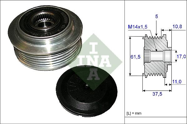 INA 535 0107 10 - Шкив генератора, муфта mashina-shop.ru