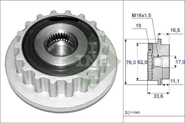 INA 535 0118 10 - Шкив генератора, муфта mashina-shop.ru