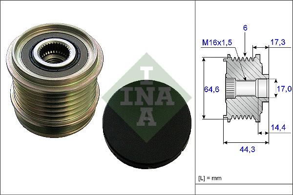 INA 535 0130 10 - Шкив генератора, муфта mashina-shop.ru