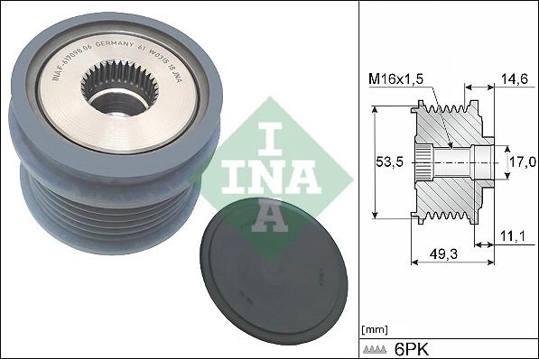 INA 535 0364 10 - Шкив генератора, муфта mashina-shop.ru