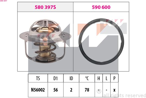 KW 580 397 - Термостат охлаждающей жидкости / корпус mashina-shop.ru