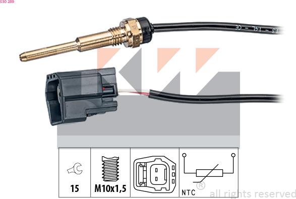 KW 530 289 - Датчик, температура охлаждающей жидкости mashina-shop.ru