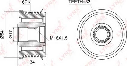 LYNXauto PA-1046 - Шкив генератора, муфта mashina-shop.ru