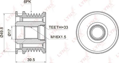 LYNXauto PA-1005 - Шкив генератора, муфта mashina-shop.ru