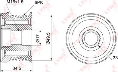 LYNXauto PA-1107 - Шкив генератора, муфта mashina-shop.ru