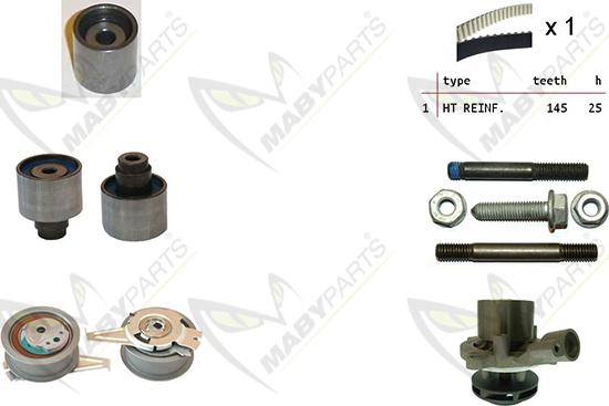 Mabyparts OBKWP0135 - Водяной насос + комплект зубчатого ремня ГРМ mashina-shop.ru