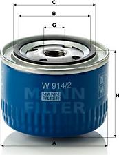 Mann-Filter W 914/2 - Масляный фильтр mashina-shop.ru